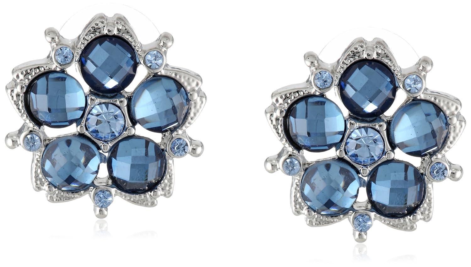 1928 jewelry "1928 blue jeweltones" silver-tone flower button